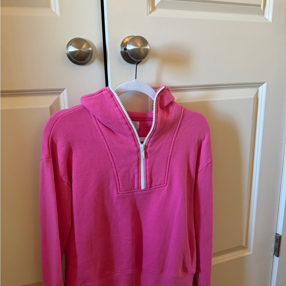 Sundry Bright Pink Half-Zip Sweatshirt